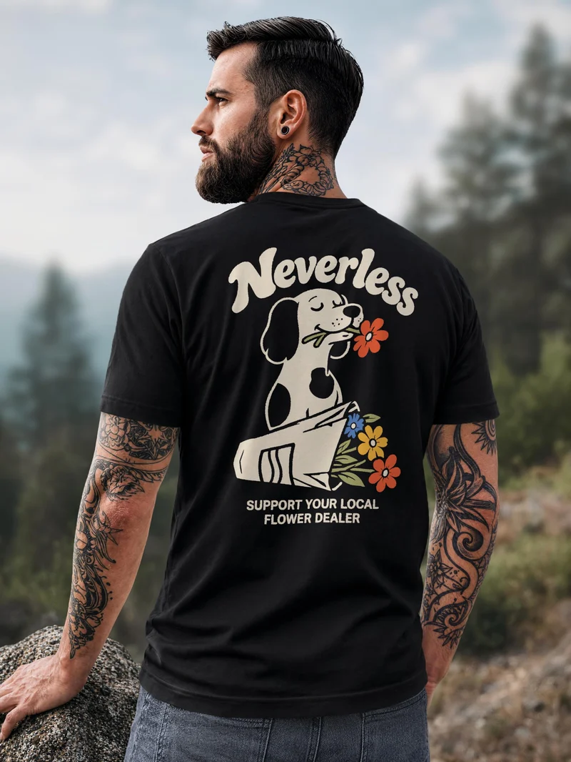 Herren T-Shirt Flower Dealer Backprint Slim Fit