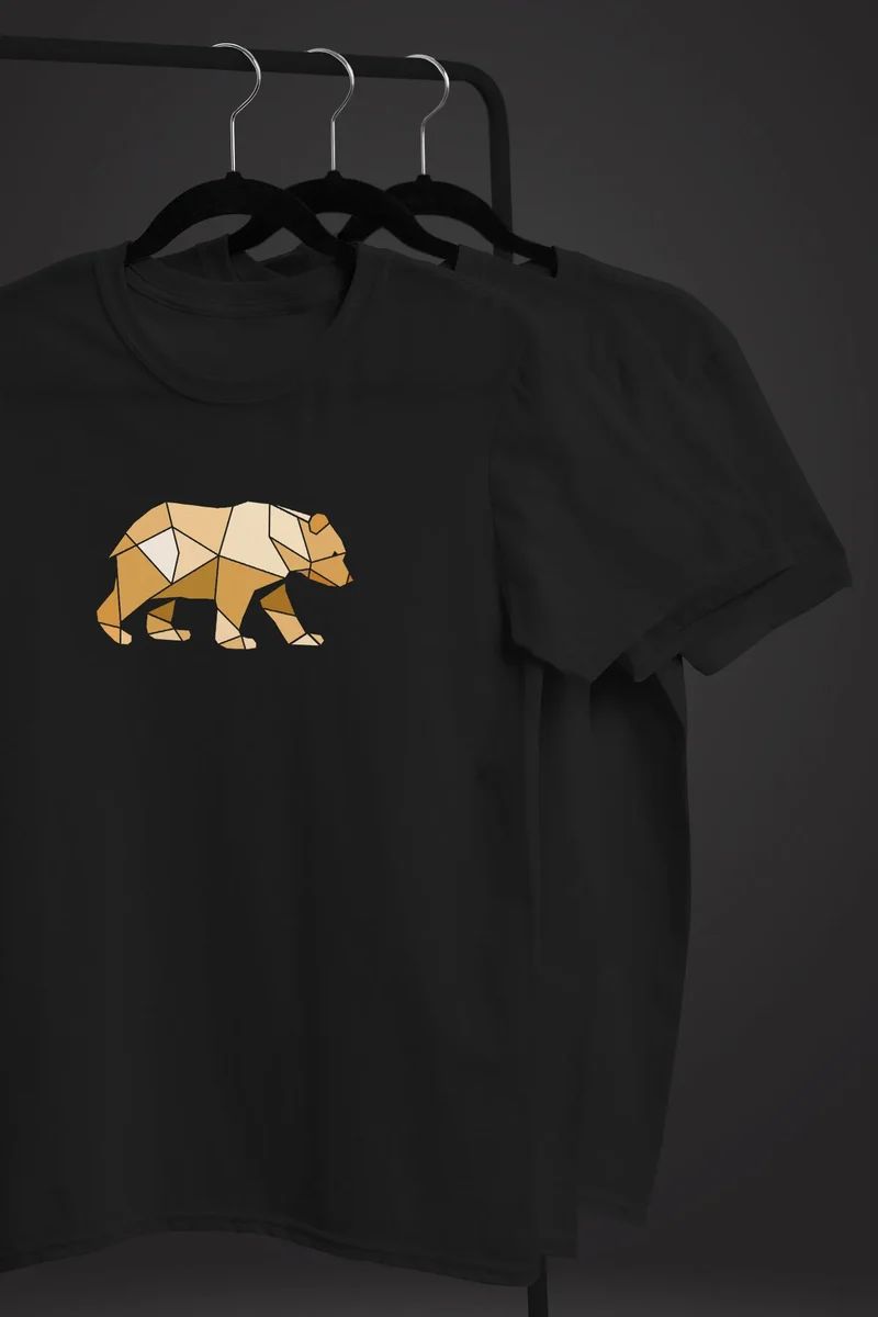 Herren T-Shirt Bär Aufdruck Grafik Outdoor Polygon Motive Printshirt Natur Fashion Streetstyle
