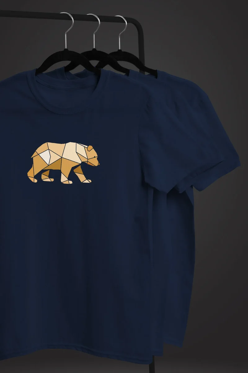Herren T-Shirt Bär Aufdruck Grafik Outdoor Polygon Motive Printshirt Natur Fashion Streetstyle