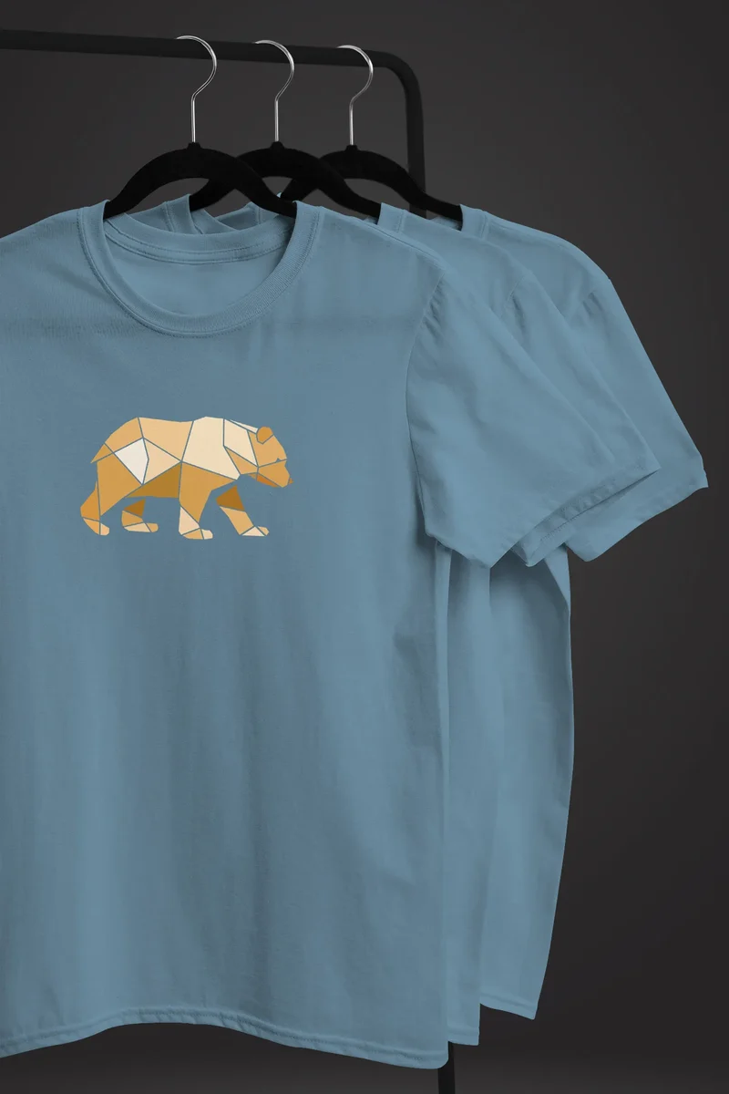 Herren T-Shirt Bär Aufdruck Grafik Outdoor Polygon Motive Printshirt Natur Fashion Streetstyle
