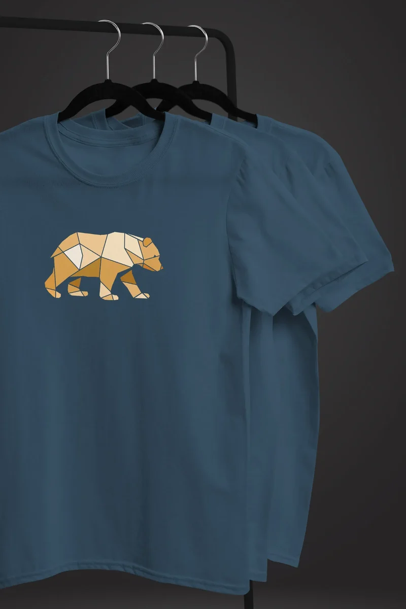 Herren T-Shirt Bär Aufdruck Grafik Outdoor Polygon Motive Printshirt Natur Fashion Streetstyle