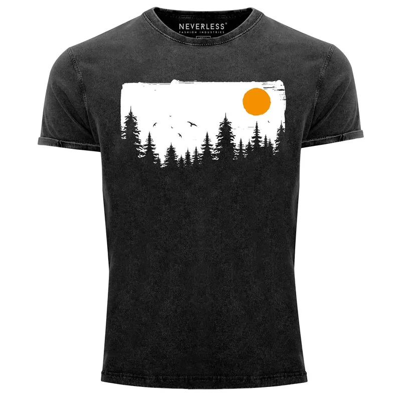 Herren Vintage Shirt Wald Bäume Outdoor Adventure Abenteuer Natur-Liebhaber Fashion Streetstyle