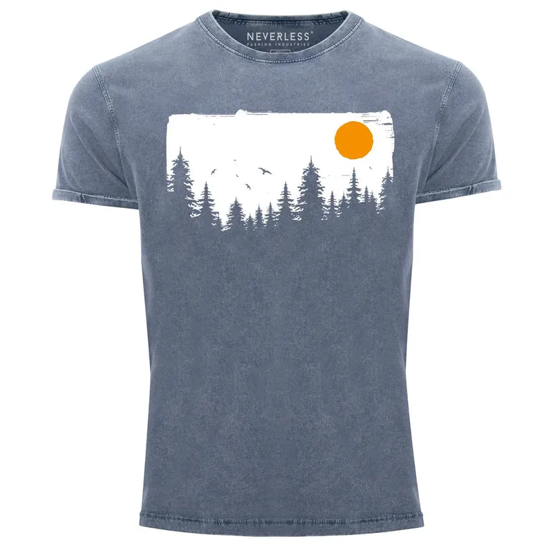 Herren Vintage Shirt Wald Bäume Outdoor Adventure Abenteuer Natur-Liebhaber Fashion Streetstyle