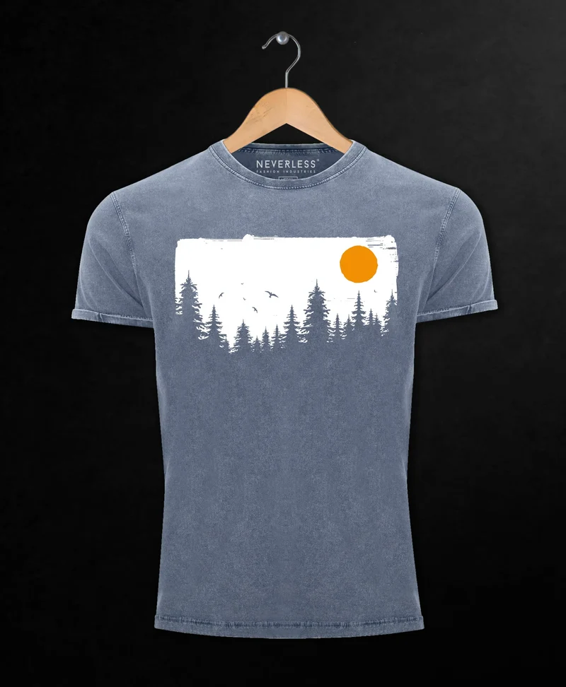 Herren Vintage Shirt Wald Bäume Outdoor Adventure Abenteuer Natur-Liebhaber Fashion Streetstyle