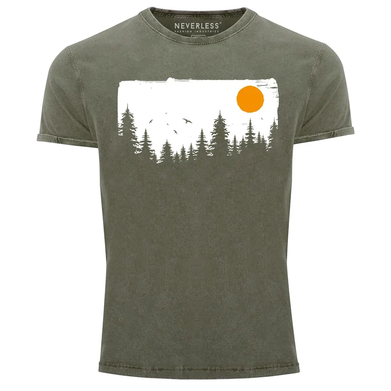 Herren Vintage Shirt Wald Bäume Outdoor Adventure Abenteuer Natur-Liebhaber Fashion Streetstyle