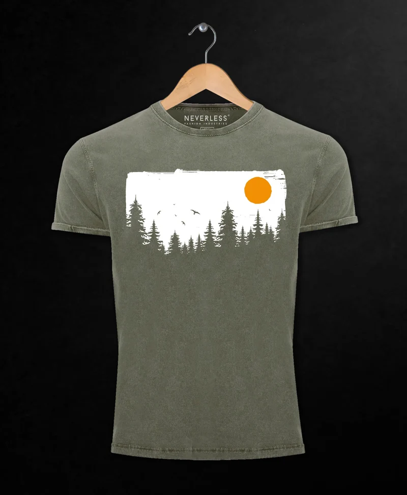 Herren Vintage Shirt Wald Bäume Outdoor Adventure Abenteuer Natur-Liebhaber Fashion Streetstyle