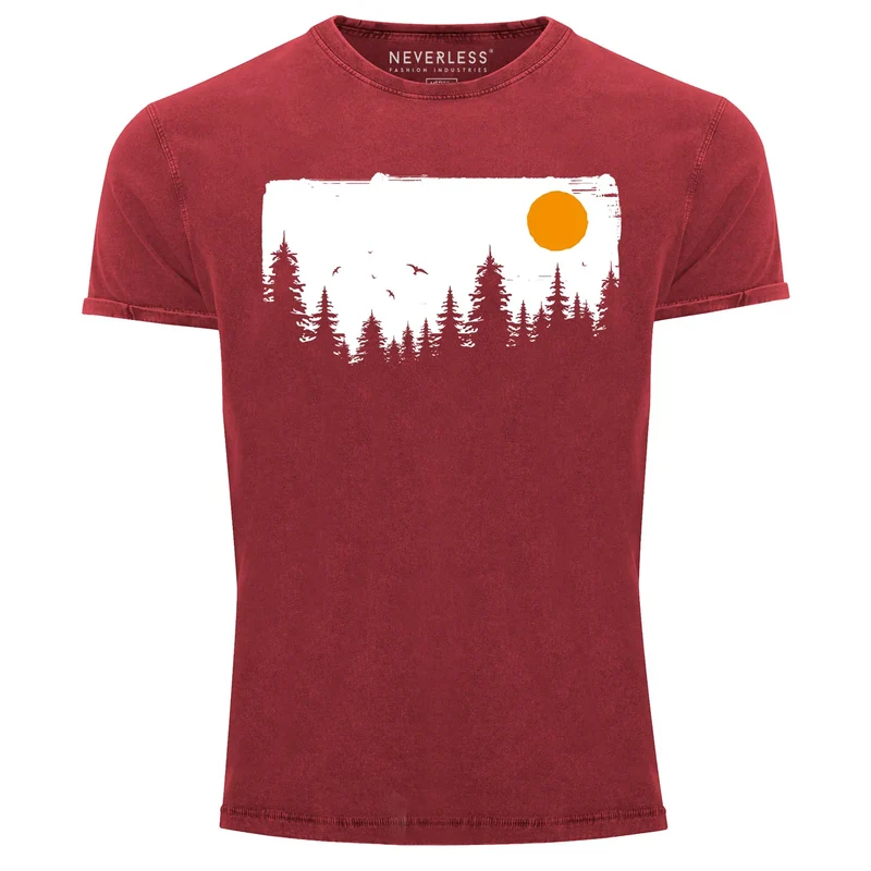 Herren Vintage Shirt Wald Bäume Outdoor Adventure Abenteuer Natur-Liebhaber Fashion Streetstyle