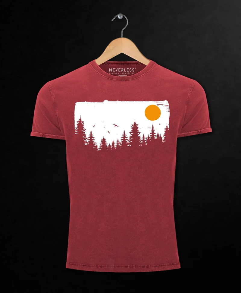 Herren Vintage Shirt Wald Bäume Outdoor Adventure Abenteuer Natur-Liebhaber Fashion Streetstyle