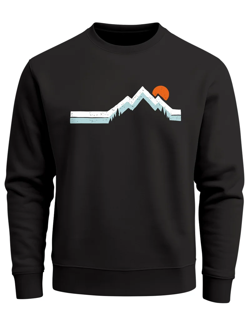 Sweatshirt Herren Berg Wandern Natur Outdoor Aufdruck Print Rundhals-Pullover Fashion Streetwear