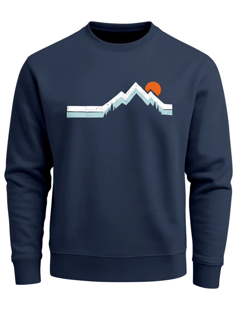 Sweatshirt Herren Berg Wandern Natur Outdoor Aufdruck Print Rundhals-Pullover Fashion Streetwear
