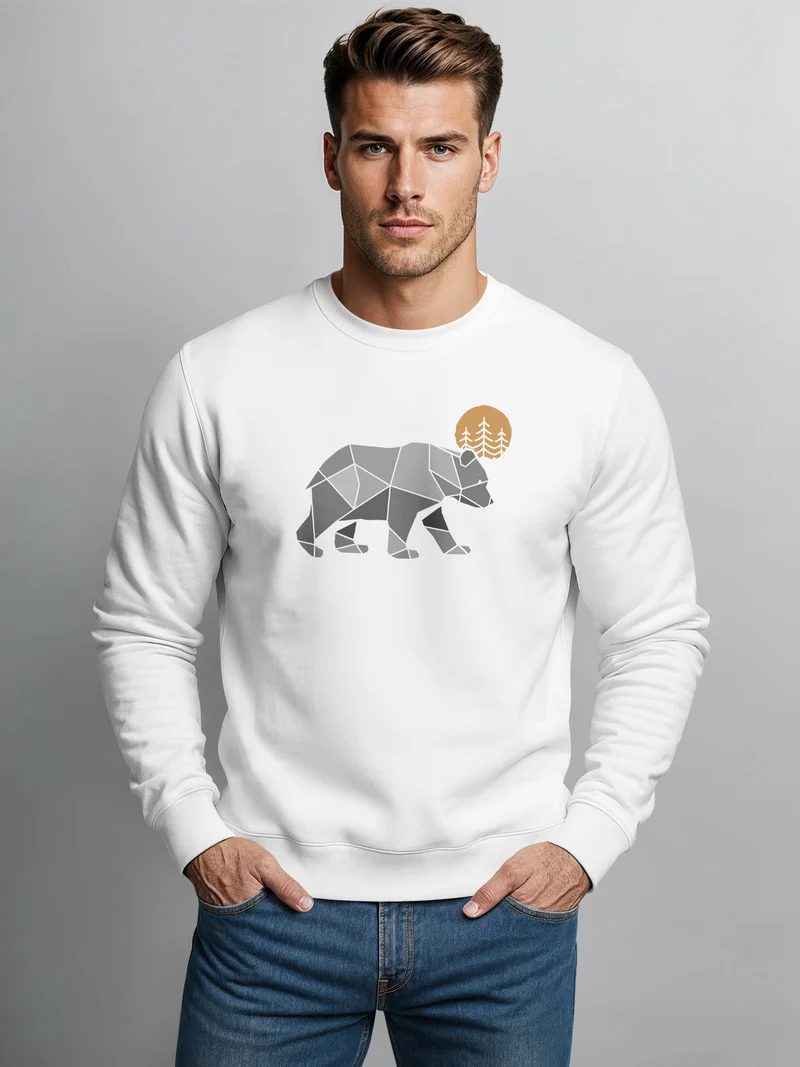 Sweatshirt Polygon Bär Mond Outdoor Wandern Natur Print Aufdruck Fashion Streetstyle