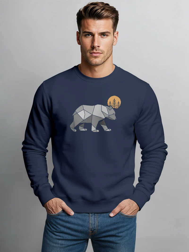 Sweatshirt Polygon Bär Mond Outdoor Wandern Natur Print Aufdruck Fashion Streetstyle