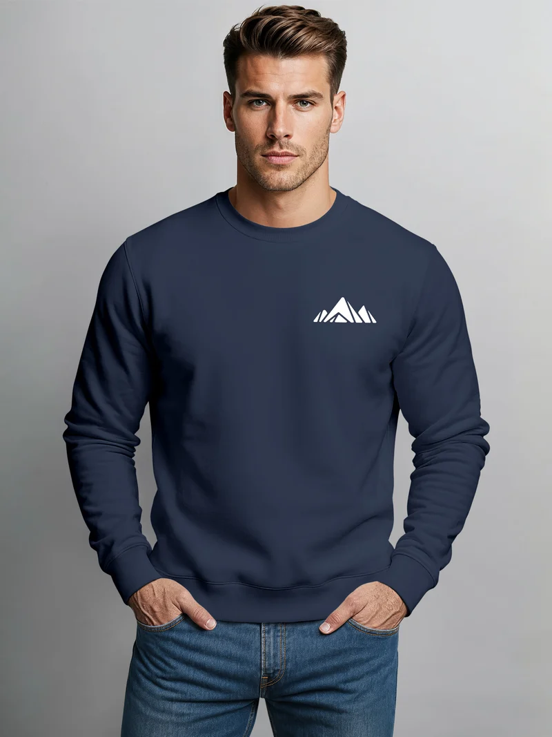 Sweatshirt Herren Berge Logo Print Rundhals-Pullover Natur Outdoor Fashion Streetwear