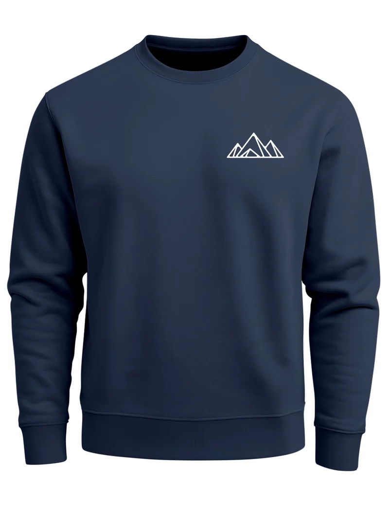 Sweatshirt Herren Berge Logo Print Rundhals-Pullover Natur Outdoor Fashion Streetwear