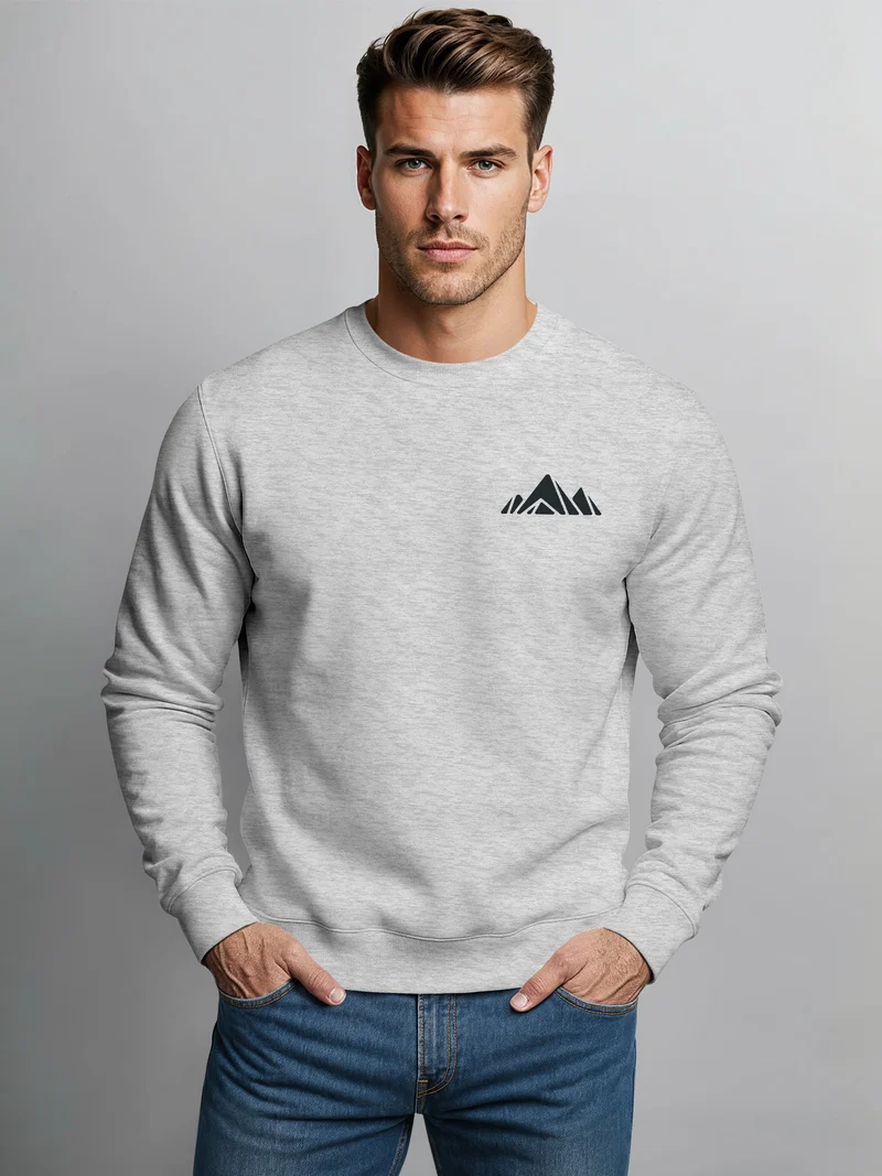 Sweatshirt Herren Berge Logo Print Rundhals-Pullover Natur Outdoor Fashion Streetwear