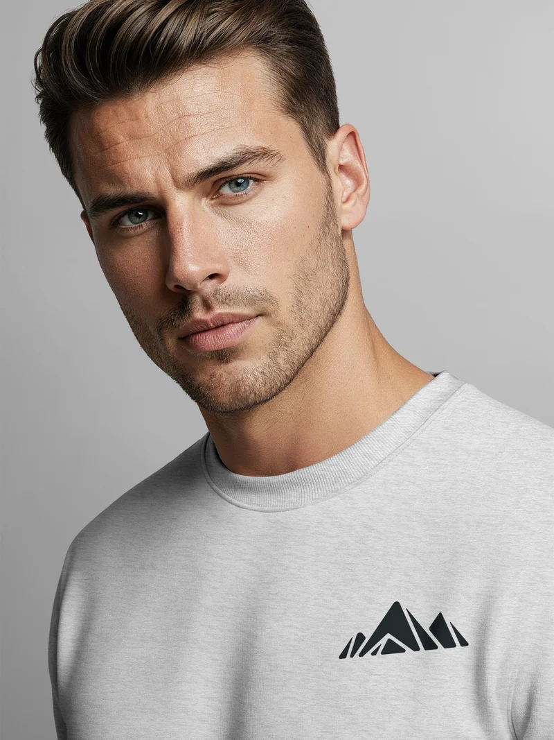 Sweatshirt Herren Berge Logo Print Rundhals-Pullover Natur Outdoor Fashion Streetwear
