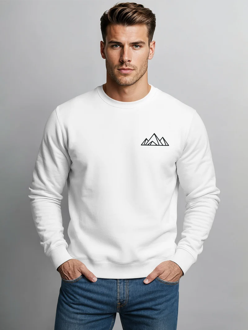 Sweatshirt Herren Berge Logo Print Rundhals-Pullover Natur Outdoor Fashion Streetwear