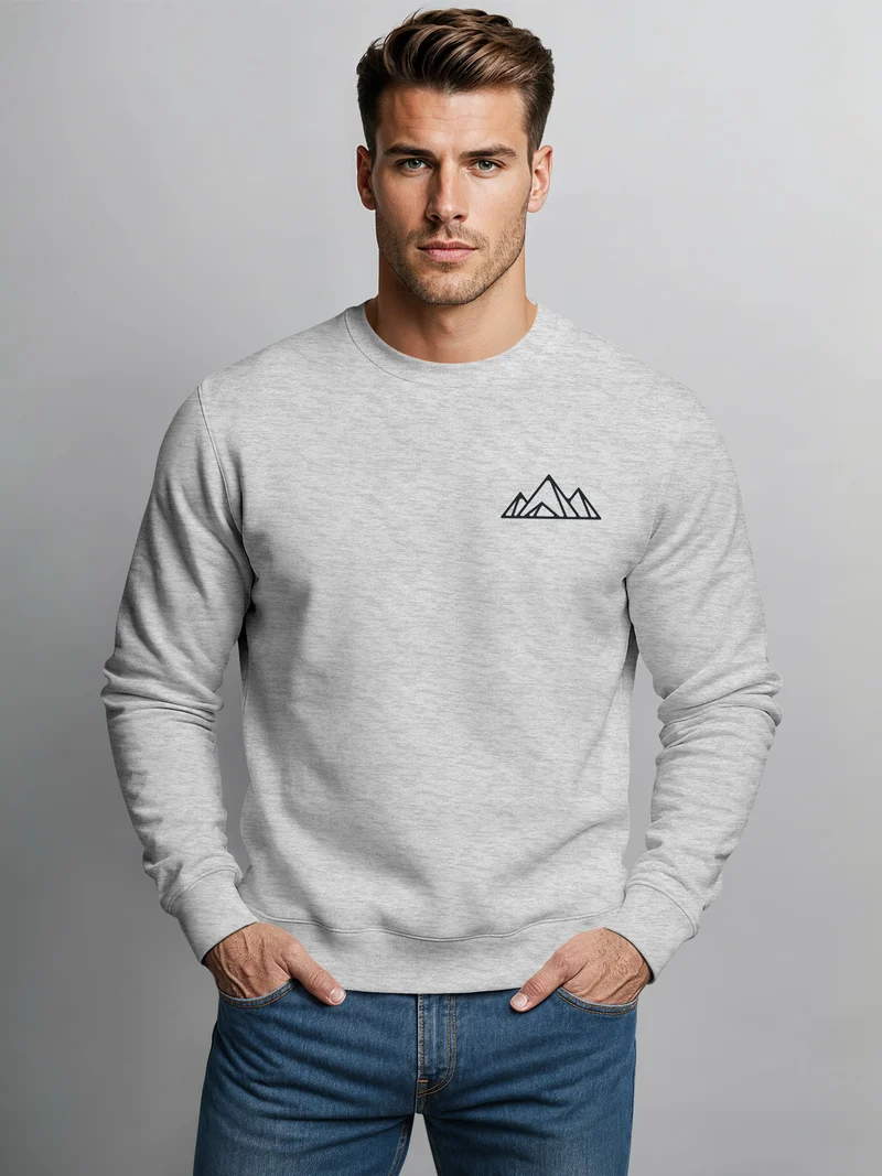 Sweatshirt Herren Berge Logo Print Rundhals-Pullover Natur Outdoor Fashion Streetwear