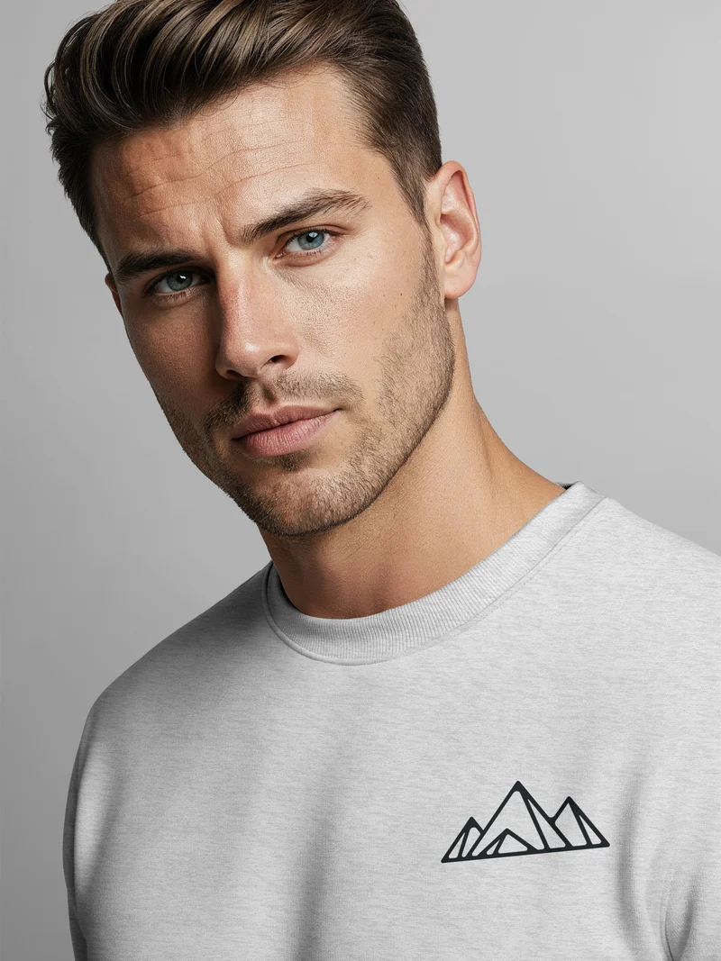 Sweatshirt Herren Berge Logo Print Rundhals-Pullover Natur Outdoor Fashion Streetwear