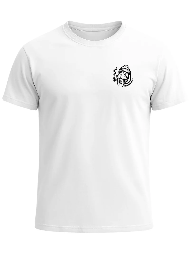 Herren T-Shirt Brustprint - Logo Design Walross - Baumwollshirt Männer Fashion Streetstyle Slim Fit