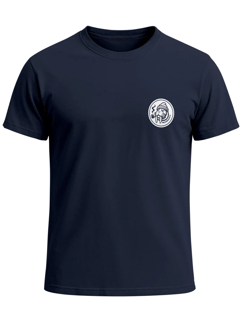 Herren T-Shirt Brustprint - Logo Design Walross - Baumwollshirt Männer Fashion Streetstyle Slim Fit