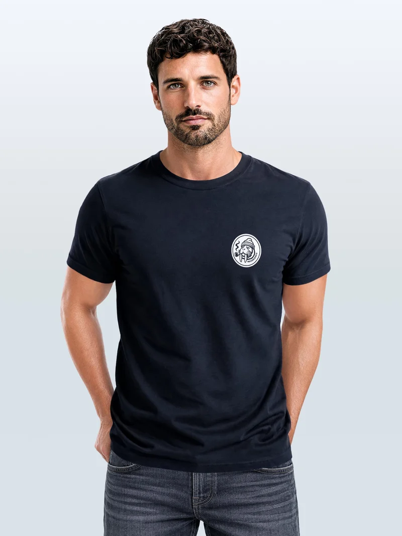 Herren T-Shirt Brustprint - Logo Design Walross - Baumwollshirt Männer Fashion Streetstyle Slim Fit