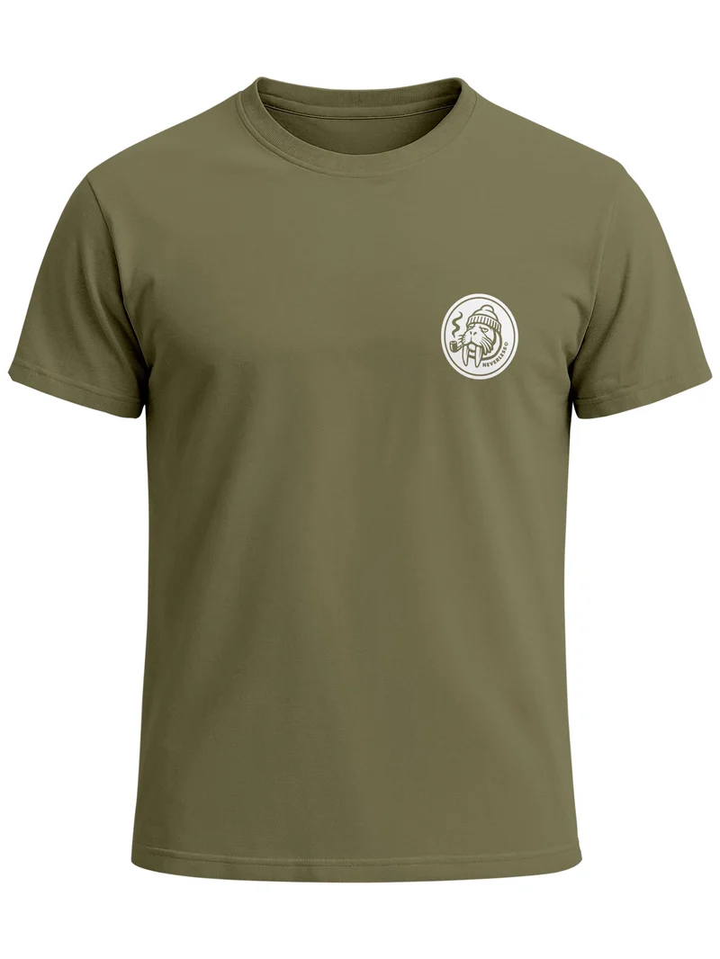 Herren T-Shirt Brustprint - Logo Design Walross - Baumwollshirt Männer Fashion Streetstyle Slim Fit