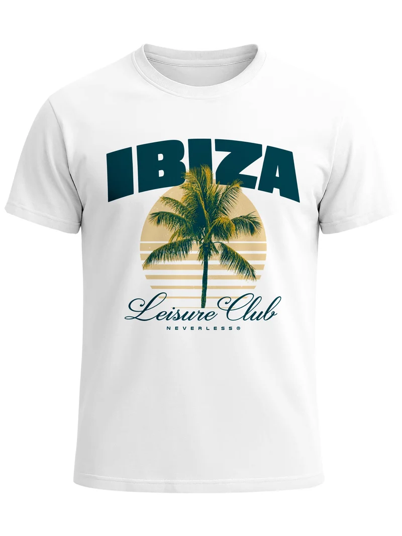 Herren T-Shirt Frontprint - Design Ibiza Leisure Club - Baumwollshirt Männer Fashion Streetstyle Slim Fit