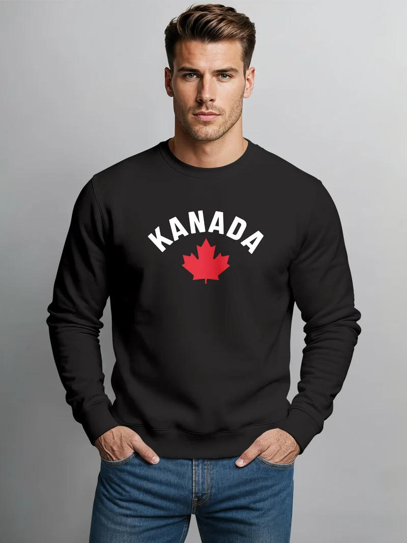 Sweatshirt Herren Frontprint Kanada Ahorn Pullover mit Print Fashion Streetwear Grafik