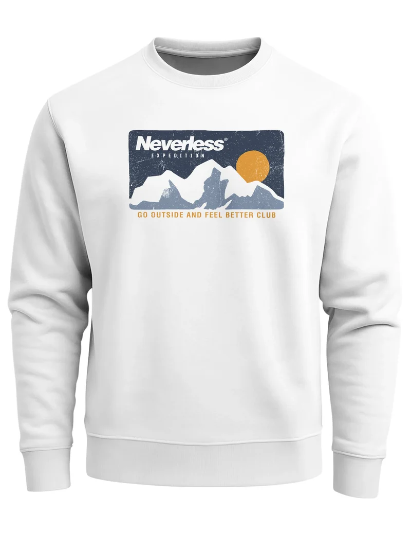 Sweatshirt Herren ohne Kapuze Frontprint Expedition Mountain Berge Design Rundhals-Pullover Fashion Streetwear