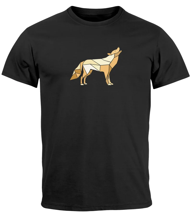 Herren T-Shirt Bedruckt Polygon Grafik Wolf Outdoor Fashion Tiermotiv Wandern Geometric Fashion Streetstyle