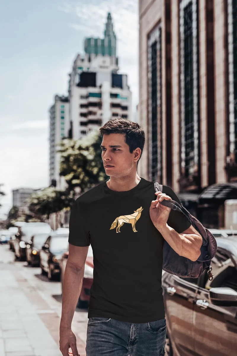 Herren T-Shirt Bedruckt Polygon Grafik Wolf Outdoor Fashion Tiermotiv Wandern Geometric Fashion Streetstyle