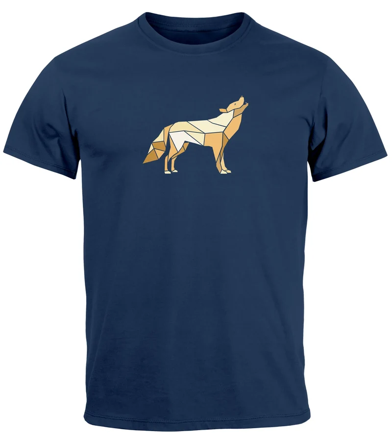 Herren T-Shirt Bedruckt Polygon Grafik Wolf Outdoor Fashion Tiermotiv Wandern Geometric Fashion Streetstyle