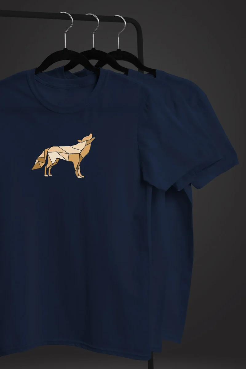 Herren T-Shirt Bedruckt Polygon Grafik Wolf Outdoor Fashion Tiermotiv Wandern Geometric Fashion Streetstyle