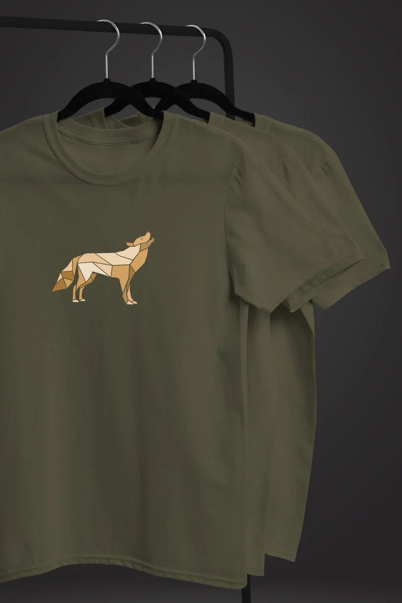 Herren T-Shirt Bedruckt Polygon Grafik Wolf Outdoor Fashion Tiermotiv Wandern Geometric Fashion Streetstyle