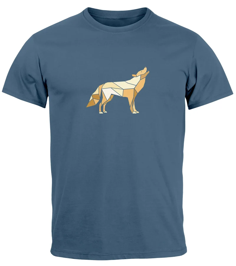 Herren T-Shirt Bedruckt Polygon Grafik Wolf Outdoor Fashion Tiermotiv Wandern Geometric Fashion Streetstyle