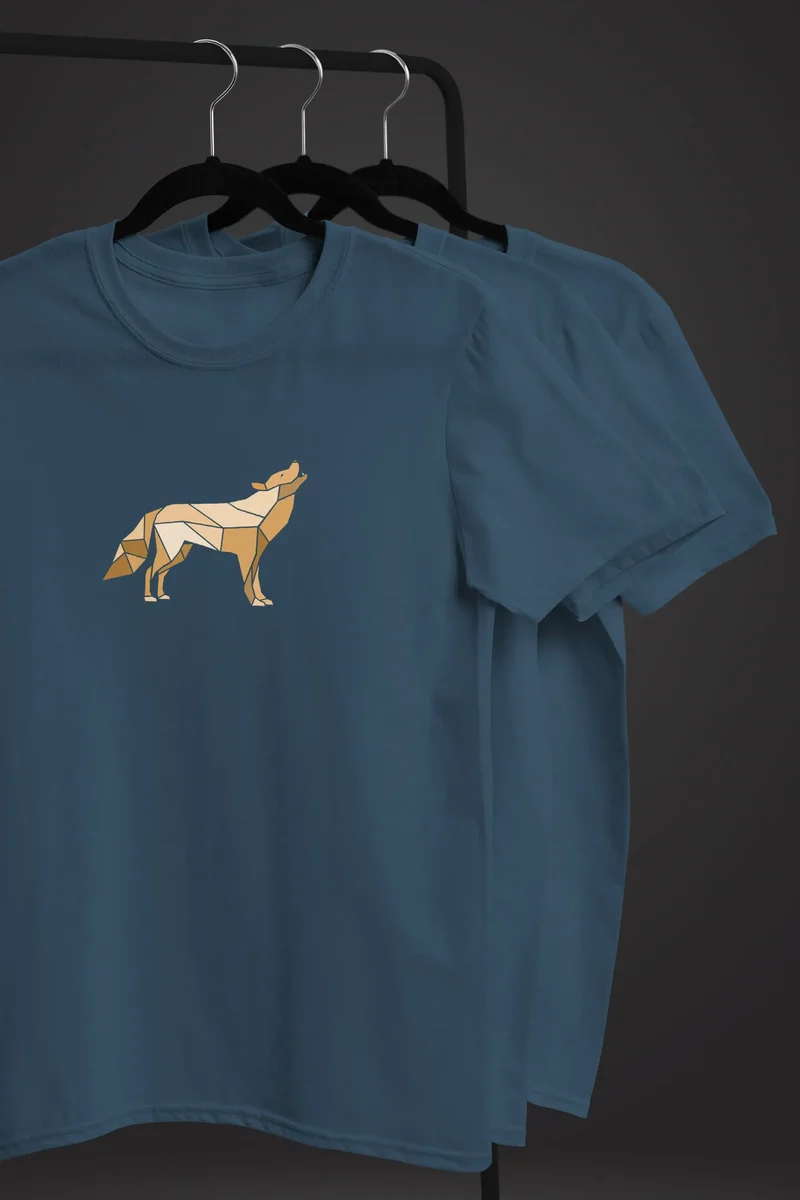 Herren T-Shirt Bedruckt Polygon Grafik Wolf Outdoor Fashion Tiermotiv Wandern Geometric Fashion Streetstyle