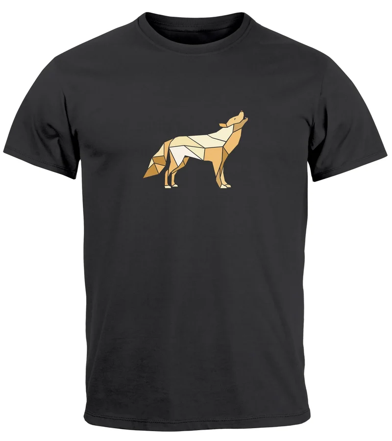 Herren T-Shirt Bedruckt Polygon Grafik Wolf Outdoor Fashion Tiermotiv Wandern Geometric Fashion Streetstyle