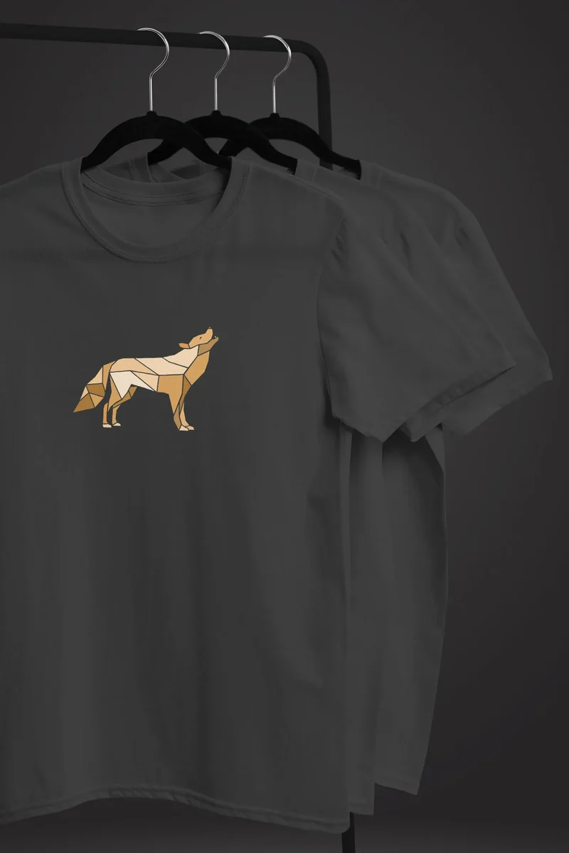 Herren T-Shirt Bedruckt Polygon Grafik Wolf Outdoor Fashion Tiermotiv Wandern Geometric Fashion Streetstyle