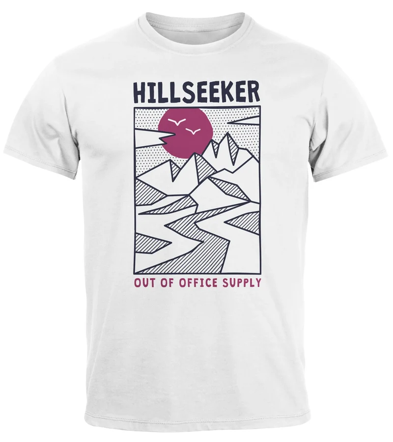 Herren T-Shirt Berge Outdoor Hillseeker Bergsteigen Wandern Geometrie Motiv Printshirt Fashion