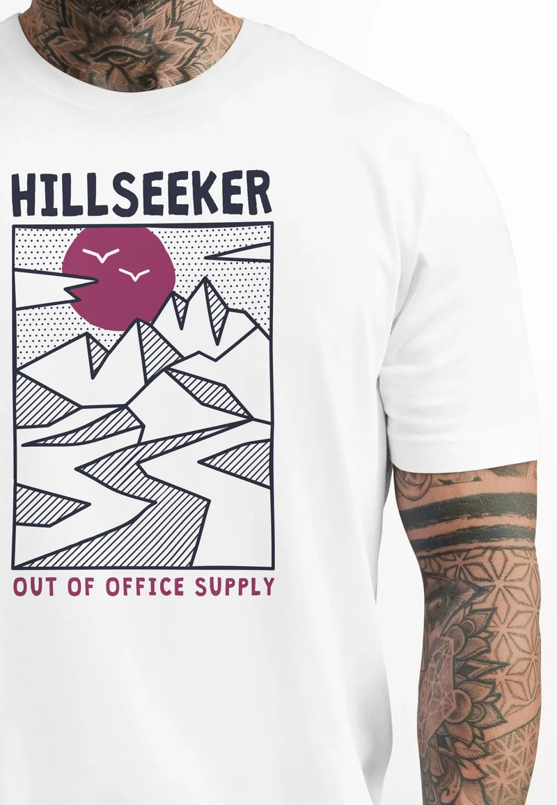 Herren T-Shirt Berge Outdoor Hillseeker Bergsteigen Wandern Geometrie Motiv Printshirt Fashion