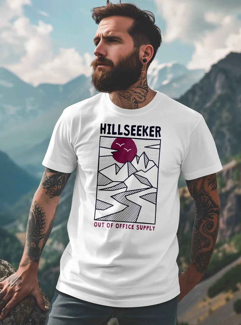 Herren T-Shirt Berge Outdoor Hillseeker Bergsteigen Wandern Geometrie Motiv Printshirt Fashion