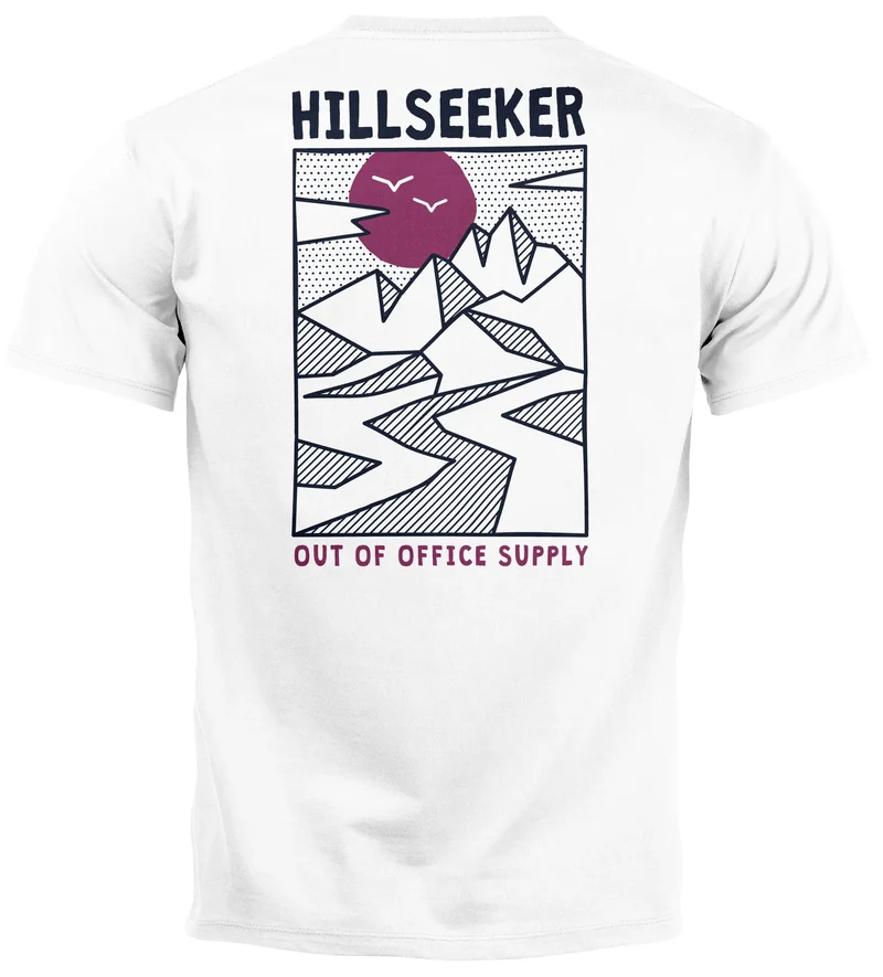 Herren T-Shirt Berge Outdoor Hillseeker Bergsteigen Wandern Geometrie Motiv Printshirt Fashion