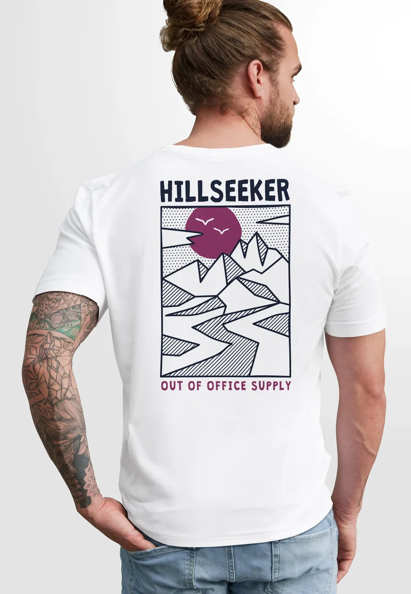 Herren T-Shirt Berge Outdoor Hillseeker Bergsteigen Wandern Geometrie Motiv Printshirt Fashion