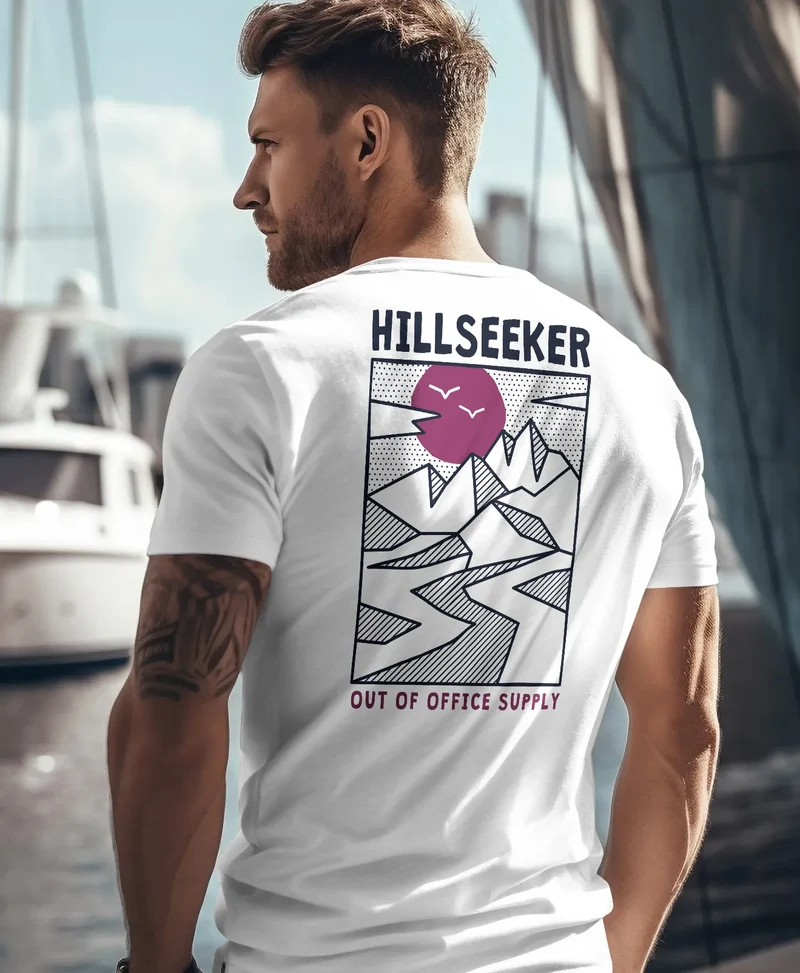Herren T-Shirt Berge Outdoor Hillseeker Bergsteigen Wandern Geometrie Motiv Printshirt Fashion