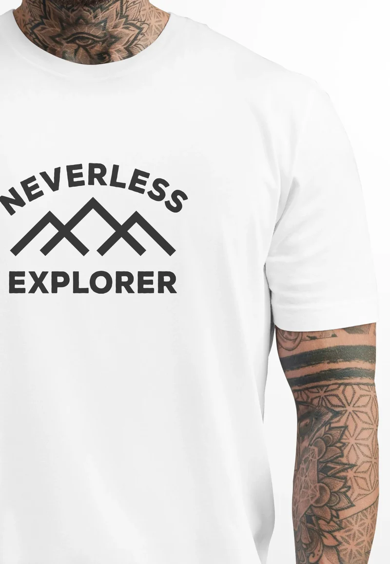 Herren T-Shirt Aufdruck Outdoor Shirt mit Bergmotiv & Statement Print Fashion Streetstyle