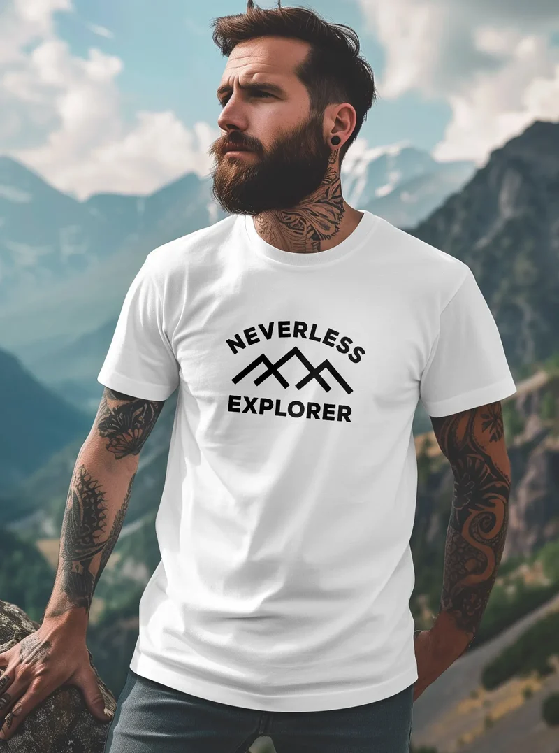 Herren T-Shirt Aufdruck Outdoor Shirt mit Bergmotiv & Statement Print Fashion Streetstyle