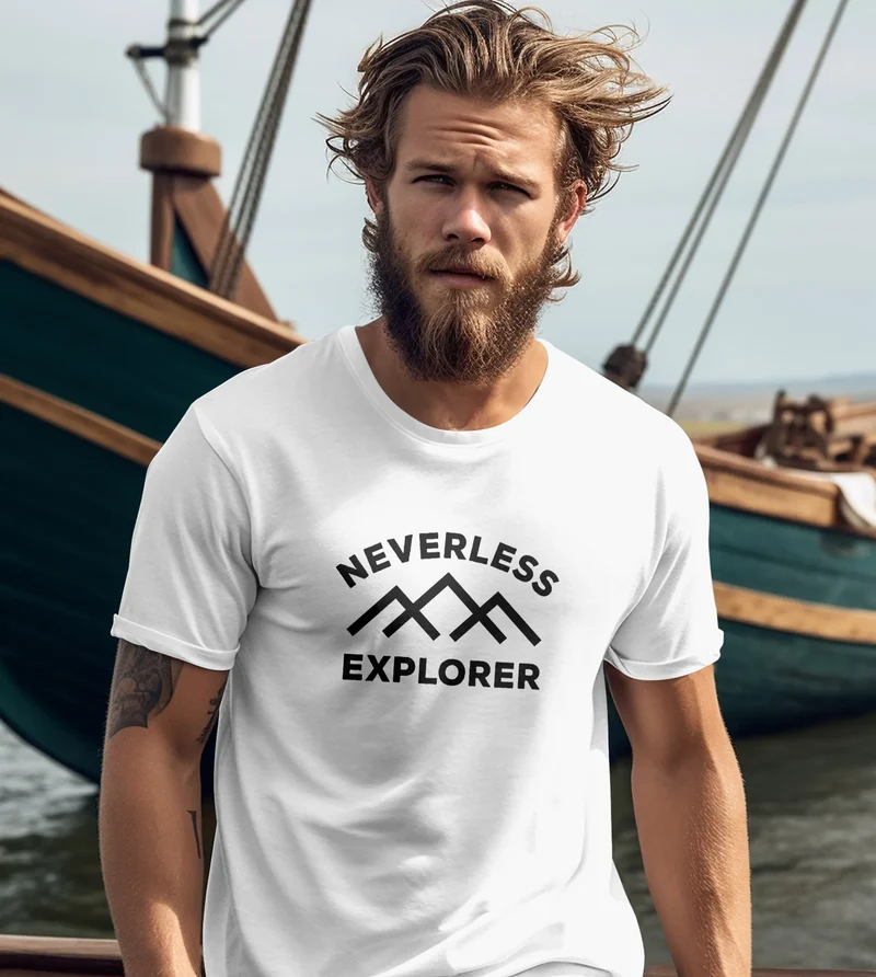 Herren T-Shirt Aufdruck Outdoor Shirt mit Bergmotiv & Statement Print Fashion Streetstyle