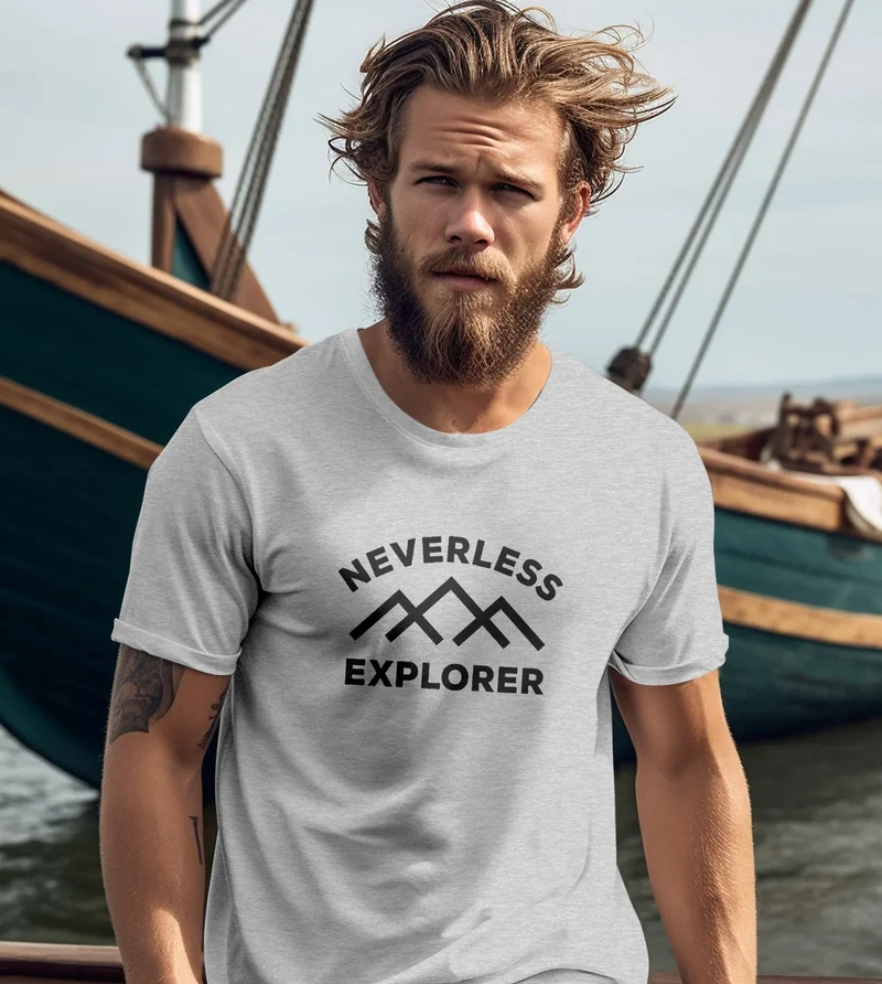 Herren T-Shirt Aufdruck Outdoor Shirt mit Bergmotiv & Statement Print Fashion Streetstyle