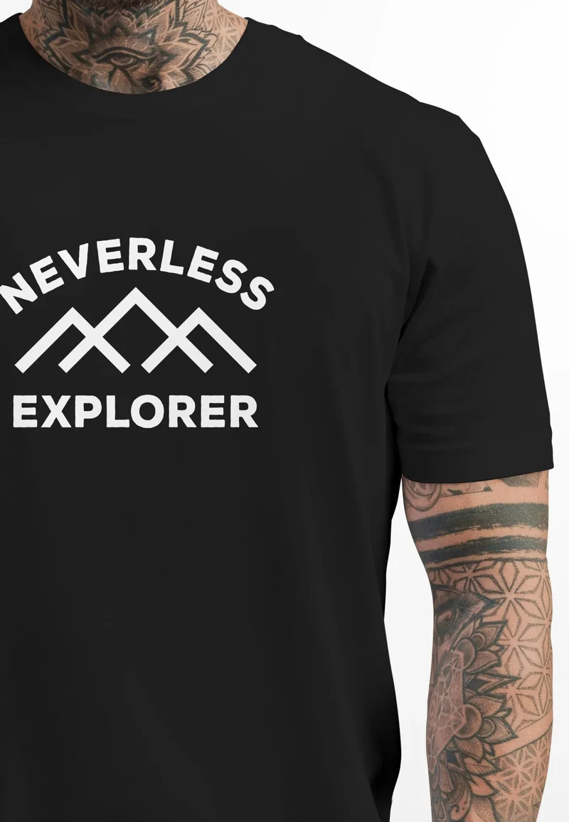 Herren T-Shirt Aufdruck Outdoor Shirt mit Bergmotiv & Statement Print Fashion Streetstyle